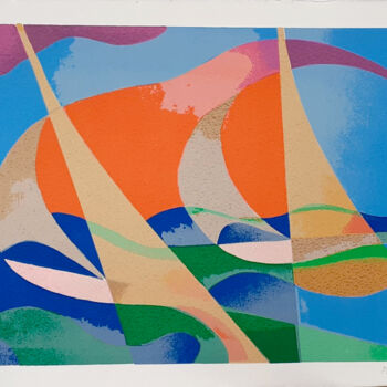 Estampas & grabados titulada "Vele mare" por Osvaldo Peruzzi, Obra de arte original, Aguafuerte