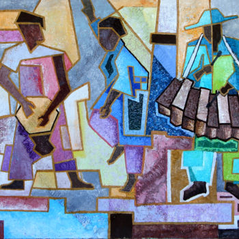 Painting titled "AMBIANCE JAZZY" by Otenia, Original Artwork, Oil
