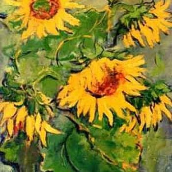 Painting titled "Sunflowers" by Maria Otetelesanu, Original Artwork