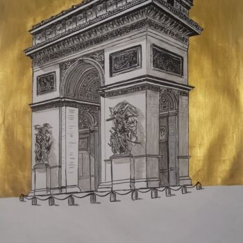 Desenho intitulada "Arc de triomphe en…" por Otmane El Alaoui, Obras de arte originais, Acrílico