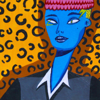 Malerei mit dem Titel "the lady and leo" von Anastasia Isakova, Original-Kunstwerk, Acryl