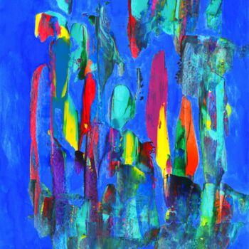 Painting titled "Colourful Rocks - R…" by Otto Frühwach, Original Artwork, Digital Print Mounted on Wood Stretcher frame
