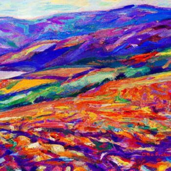 Digitale Kunst mit dem Titel "Colourful Mountain…" von Otto Frühwach, Original-Kunstwerk, Digitale Malerei Auf Keilrahmen au…
