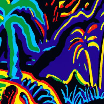 Цифровое искусство под названием "Tropical Island by…" - Otto Frühwach, Подлинное произведение искусства, Цифровая живопись…