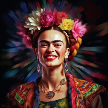 Digitale Kunst mit dem Titel "Frida Forever" von Otto Frühwach, Original-Kunstwerk, Digitaldruck Auf Aluminium montiert