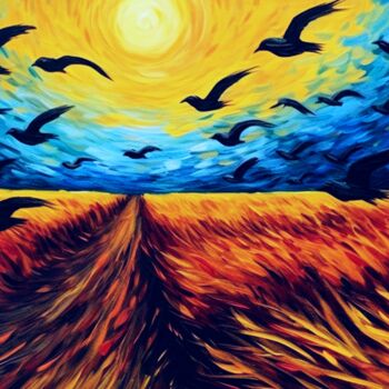 Картина под названием "Birds of Van Gogh…" - Otto Frühwach, Подлинное произведение искусства, Цифровая печать Установлен на…