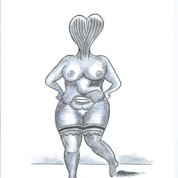 Rysunek zatytułowany „La femme mère” autorstwa Jmdamien, Oryginalna praca, Długopis