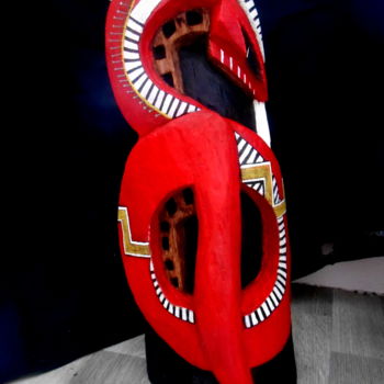 Sculpture intitulée "Serpent-tonnerre" par Otzkeltal, Œuvre d'art originale, Bois