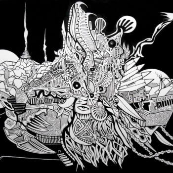 Dibujo titulada "Prémices" por Otzkeltal, Obra de arte original, Tinta