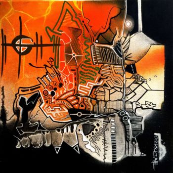 Malerei mit dem Titel "Électricité minerale" von Otzkeltal, Original-Kunstwerk, Acryl