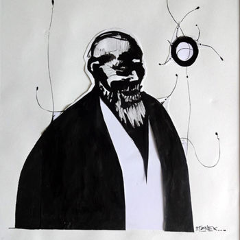 Pintura intitulada "Morihei Ueshiba, fo…" por Otzkeltal, Obras de arte originais