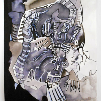 Картина под названием "EMANATIONS PSYCHIQU…" - Otzkeltal, Подлинное произведение искусства, Акрил