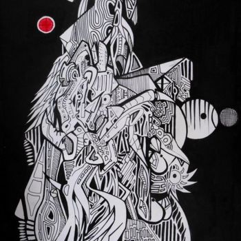 Drawing titled "ORGANISMES FANTOMES" by Otzkeltal, Original Artwork, Ink