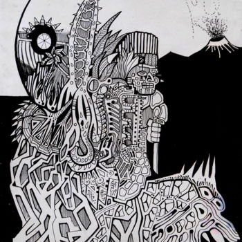 Drawing titled "TERRE NOIRE" by Otzkeltal, Original Artwork, Ink