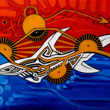 Painting titled "SUN SHARK" by Otzkeltal, Original Artwork, Acrylic