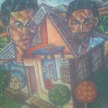 Painting titled "Family Portrait." by Ouma Fred, Original Artwork, Oil