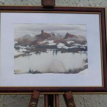 Painting titled "Montagne dans les n…" by Ours Gris, Original Artwork
