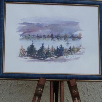 Painting titled "Lac en automne" by Ours Gris, Original Artwork
