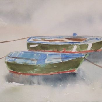 Painting titled "Barques" by Marblez, Original Artwork