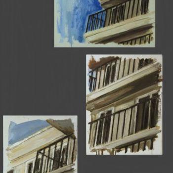 Schilderij getiteld "Balcons" door Emeric Outreman, Origineel Kunstwerk, Olie