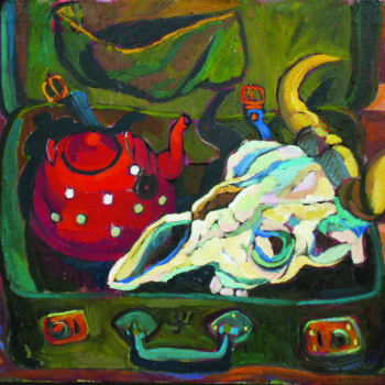 Peinture intitulée "Kettle. Skull. Suit…" par Aleksandra Ovchinnikova, Œuvre d'art originale, Huile