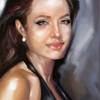 Digital Arts titled "Angelina Jolie" by Ovi Hondru, Original Artwork