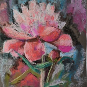 Peinture intitulée "Peony Flowers Paint…" par Olivkan Art, Œuvre d'art originale, Pastel
