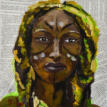 Pintura titulada "African American Wo…" por Olivkan Art, Obra de arte original, Oleo