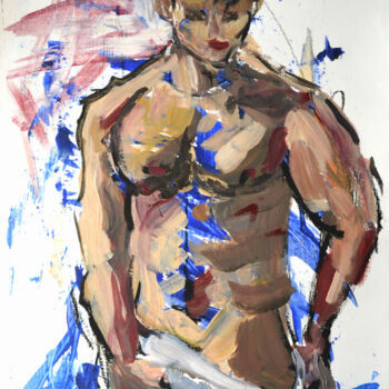 Peinture intitulée "Naked Man Erotic Art" par Olivkan Art, Œuvre d'art originale, Acrylique