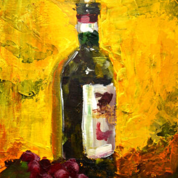 Pintura intitulada "Wine Painting Oil I…" por Olivkan Art, Obras de arte originais, Óleo