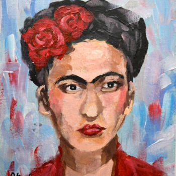 "Frida Kahlo Oil Pai…" başlıklı Tablo Olivkan Art tarafından, Orijinal sanat, Petrol Karton üzerine monte edilmiş