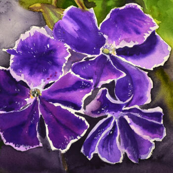 Peinture intitulée "Viola Watercolor Pa…" par Olivkan Art, Œuvre d'art originale, Aquarelle
