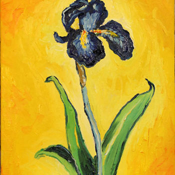 Peinture intitulée "Petite iris violette" par Oviri, Œuvre d'art originale, Huile