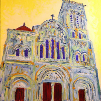 Peinture intitulée "La basilique de Véz…" par Oviri, Œuvre d'art originale, Huile Monté sur Châssis en bois