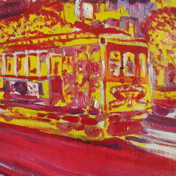 Painting titled "Cable car jaune San…" by Oviri, Original Artwork, Oil