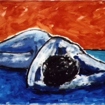 Painting titled "Blue Nude 2" by Bradley Owen, Original Artwork, Oil