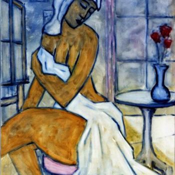 Malerei mit dem Titel "Nude with a Towel" von Bradley Owen, Original-Kunstwerk