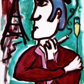 Malerei mit dem Titel "Our Man in Paris" von Bradley Owen, Original-Kunstwerk