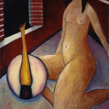 Painting titled "Nude with a Vase" by Bradley Owen, Original Artwork