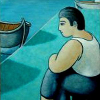 Painting titled "Big Fisherman" by Bradley Owen, Original Artwork
