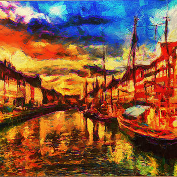 Digital Arts titled "Nyhavn (Copenhagen)…" by Konstantin Sochnev, Original Artwork, Digital Painting