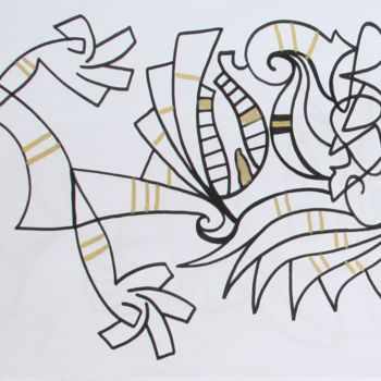 Σχέδιο με τίτλο "Dessin lettré - Bla…" από Alexis Ox6mor, Αυθεντικά έργα τέχνης, Μελάνι