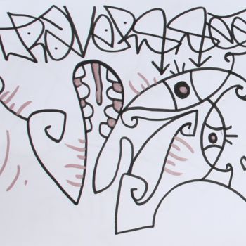Tekening getiteld "Dessin lettré - Bla…" door Alexis Ox6mor, Origineel Kunstwerk, Inkt