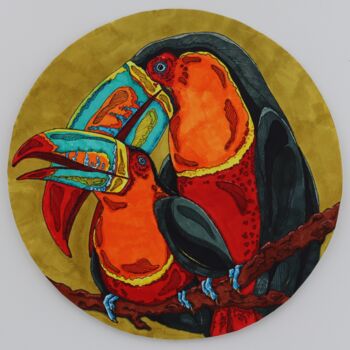 Dessin intitulée "Toucan 2" par Oxana Kondratenko, Œuvre d'art originale, Marqueur