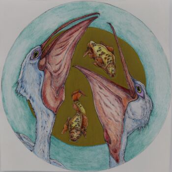 Dessin intitulée "Pelican 1" par Oxana Kondratenko, Œuvre d'art originale, Crayon