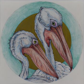 Dessin intitulée "Pelican 3" par Oxana Kondratenko, Œuvre d'art originale, Stylo à bille