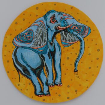 Dessin intitulée "Elephant 2" par Oxana Kondratenko, Œuvre d'art originale, Marqueur