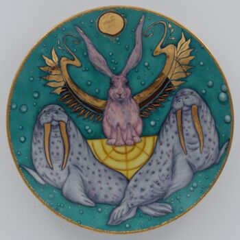Scultura intitolato "Sleep (Pink Rabbit)" da Oxana Kondratenko, Opera d'arte originale, Ceramica