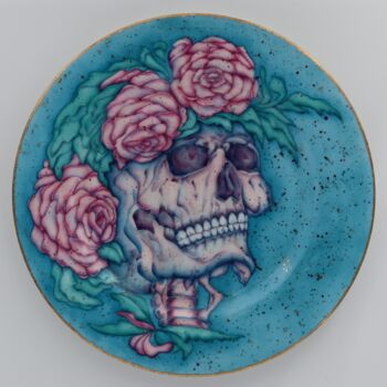 "Blue skull 3" başlıklı Heykel Oxana Kondratenko tarafından, Orijinal sanat, Seramik