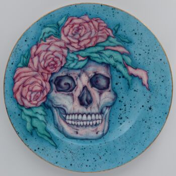 Sculpture intitulée "Blue skull 2" par Oxana Kondratenko, Œuvre d'art originale, Céramique